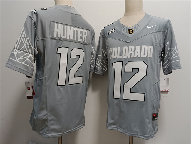 Women's Grey Colorado Buffaloes #12 Travis Hunter With XII Patch 2024 F.U.S.E Stitched Football Jersey(Run Small)